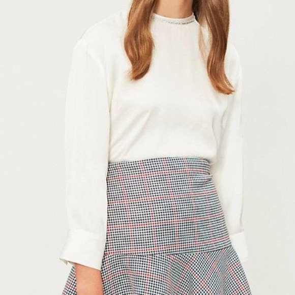 Sandro H18Camille ecru white embellished top - Picture 1 of 14